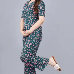 mintmarie Women Night Suit Set Blue Geometric Print image 3