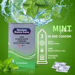 version Extra Time with Extra Dotted Mint Flavored Condom for Men - Honeymoon Set Condom image 2