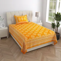 mandakini Cotton Single Flat 140 TC Jaipuri Prints Bedsheet-picture-17