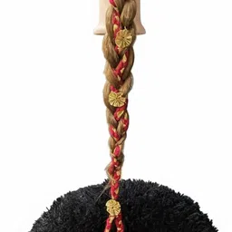 mr collection Beautiful Maroon Golden Paranda – Handmade Braid Extension Hair Extension-picture-42