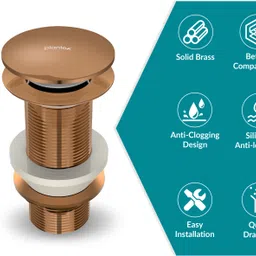 plantex Basin, Bathroom Sink, Bathtub Brass Pop-Up Strainer image 3