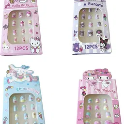 serplex Cute Cartoon Press on Nails Kit for Girls Kids Reusable Nail Art Set-picture-32