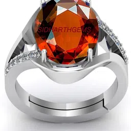 7.25 Ratti 6.00 Carat Natural Gomed Stone Silver Ring Adjustable Gomed Hessonite Brass Garnet Silver Plated Ring-image-96