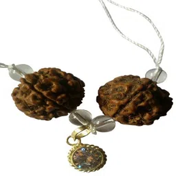 numeroastro 5/Five Mukhi Rudraksha With White Zircon Pendant For Health,Wealth & Good Luck. Zircon Wood, Stone Pendant-picture-28