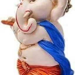 hc villa Dancing & Bansuri Ganesh Idol Figurine Showpiece for Home Decor (Multicolor) Decorative Showpiece-15 cm image 2