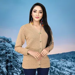 trendy fab Women Solid V Neck Brown Sweater-picture-11