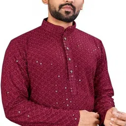 vriha enterprise Men Self Design Cotton Rayon Straight Kurta-picture-20