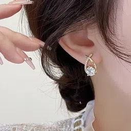dressberry Cute Fashion Korean Earrings AD Stone for Women Everyday Wear Alloy Stud Earring-picture-11