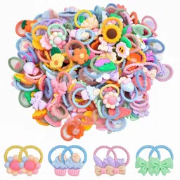 kela devi 24 Pair Cute Cartoon Hair Ties Colorful Ponytail Holders Hair Accessories Rubber Band-picture-24