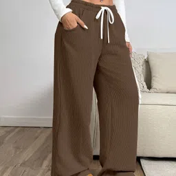 rajovati Women Loose Fit Brown Viscose Rayon Trousers image 2