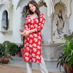 koito Women Embroidered Pure Cotton Straight Kurta image 3