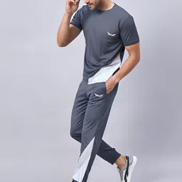 chrome & coral Colorblock Men Track Suit image 3