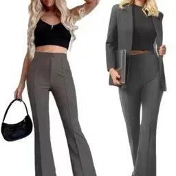 gladly Women Relaxed Grey Cotton Blend Trousers image 4