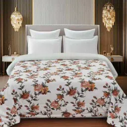 Florida 180 GSM Floral Reversible All Season AC Comforter / Blanket / Quilt (Cream, 220x240 CM)-image-78