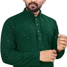 vriha enterprise Men Self Design Cotton Rayon Straight Kurta image 2