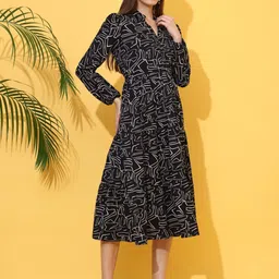 sheetal associates Women Fit and Flare Black Below Knee Dress image 3