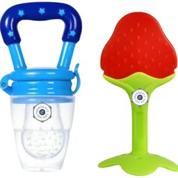 houseofcommon Baby Fruit Feeder, Teether, Finger Brush, Bibs & Spoon Feeder Pack of 8 - Silicone image 4