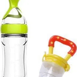saraswati kart Silicone Baby Food Feeding Bottle with Spoon & fruit feeder with rattle - Silicone-picture-24