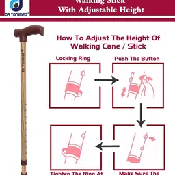 dr yonimed Walking Stick Imported Red Aluminium Old Age (Men & Women) Walking Stick image 4