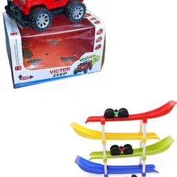 nibs Combo of Remote Control Monster Car & Racing Ramp with 2 Rolling Car (Pack of 2)-picture-33