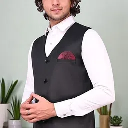 qitty Solid Men Waistcoat image 3