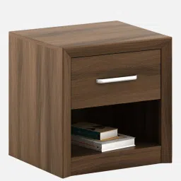 mintwud from pepperfry Tomoko Bedside Table in Walnut Bronze Finish with Drawer image 4