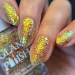 florero High Shine Long & Lasting Non Toxic Professional Nail Polish Glitter Gold image 4