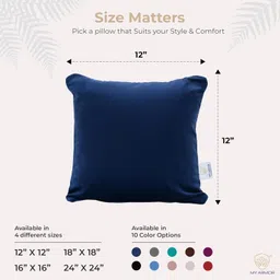 my armor Microfibre Cushion Pack of 5 Solid Square Cushions for Sofa, Car & Decor (12" X 12") with Navy Blue Velvet Cover image 3