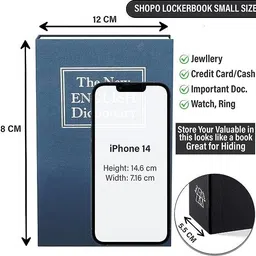 orrda Security Safe Box Hidden Secret Safe Locker Vault Dictionary Book Style Money Cash Locker Jewelry Home Hidden Safe Box - Size 18 X 12 X 5.5 cm Safe Locker image 5