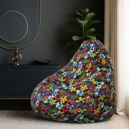 style homez 4XL Classic Cotton Canvas Floral Printed Teardrop Bean Bag With Bean Filling image 3