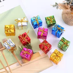 brijsuninnovations Mini Christmas Gift Box Hanging Ornaments Props Accessories Xmas Decor Hanging Ornaments Pack of 12-picture-31