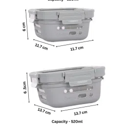 glasafe Soothing Slate 320Ml (3Pcs) & 520Ml (3Pcs) Borosilicate Glass With Protective Silicone Sleeve Lunchbox image 3