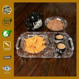 plamo Stylish and Durable Transparent Unbreakable Plastic Angoori Serving Tray Tray image 3