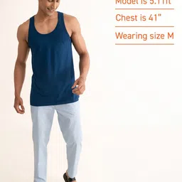 damensch Combed Cotton Shape Retaining Blue Men Vest image 3