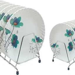 pefectdine NW_ Plate Floral Green Round /Snack Plate (6 Full Plate+6 Half Plate)_New Dinner Plate-picture-28