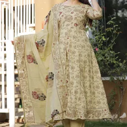 toulin Women Viscose Rayon Kurta Palazzo Dupatta Set image 1