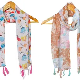 stolevilla Printed Chiffon Women Multicolor Scarf, Stole, Fancy Scarf image 1