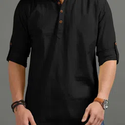 sigman Men Solid Cotton Blend Straight Kurta-picture-20