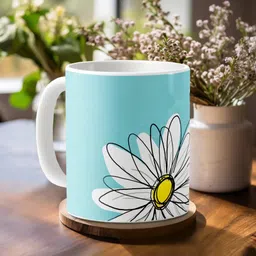 printsalive Light Blue colour Whimsical Daisy Ceramic Coffee Mug-picture-38