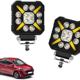 auto pearl 4 Inch Square Luminous X-Shaped Auxiliary Amber DRL Spot Light for Car A052 Back Up Lamp Car LED for Hyundai (12 V, 30 W)-picture-10