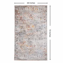 sapana carpet-mats Cream & Grey Abstract Polyester 4 x 6 Feet Machine Made Carpet image 2