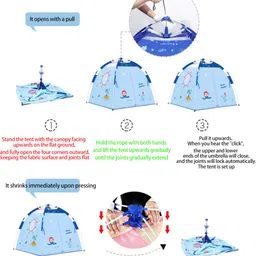 serplex Foldable Indoor Kids Play Tent House with Mesh Roof and Cartoon Design Tent - For Boys, Girls image 3