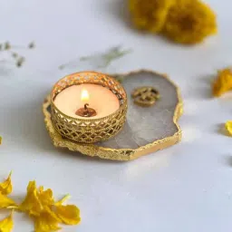 White Stone Figurine Tea light Holder-image-80