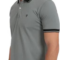 allen solly Men Solid Polo Neck Cotton Blend Grey T-Shirt image 2