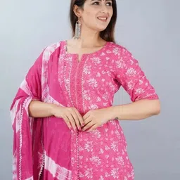 vidhani Women Viscose Rayon Kurta Pant Dupatta Set image 4