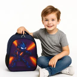 mous Angry Robot Navy Blue Color School Bag for Kids with Cool Print Waterproof School Bag-picture-14