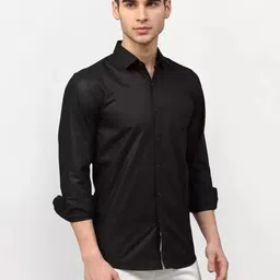 jessnx Men Regular Fit Solid Spread Collar Casual Shirt image 2