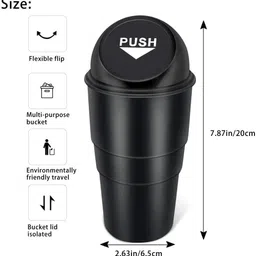 y.s. lifestyle company Multi-Purpose Pack of 2 Car Dustbins with Push Lid (Black & Black)| Car Trash Bin Bag image 5
