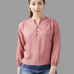 aniha Casual Regular Sleeves Printed Women Pink Top-picture-14