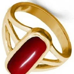 surjal Red Coral Ring Munga(Moonga) Gold Plated Ring Copper Coral Gold Plated Ring-picture-14